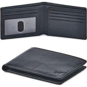 Real Leather Mens Wallet RFID Blocking Slim Pocket Storage Carry Bag Thin BLACK